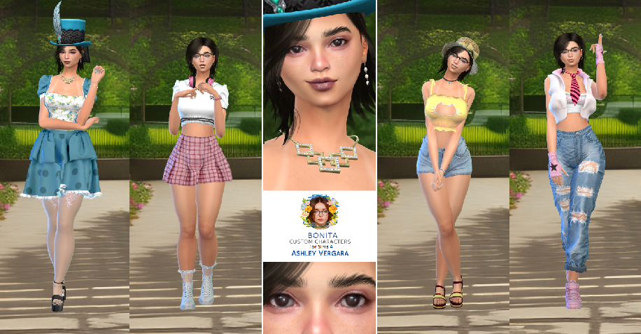 sims4 premium cc download girl Ashley Vergara by Bonita100 Full CAS Preview