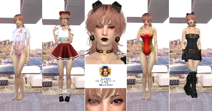Misaki Sato new custom character Sims 4 CAS outfit preview - thumbnail